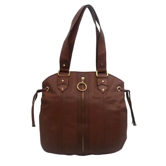 Via Spiga Genuine Brown Leather Tote Bag - Picture 1 of 12